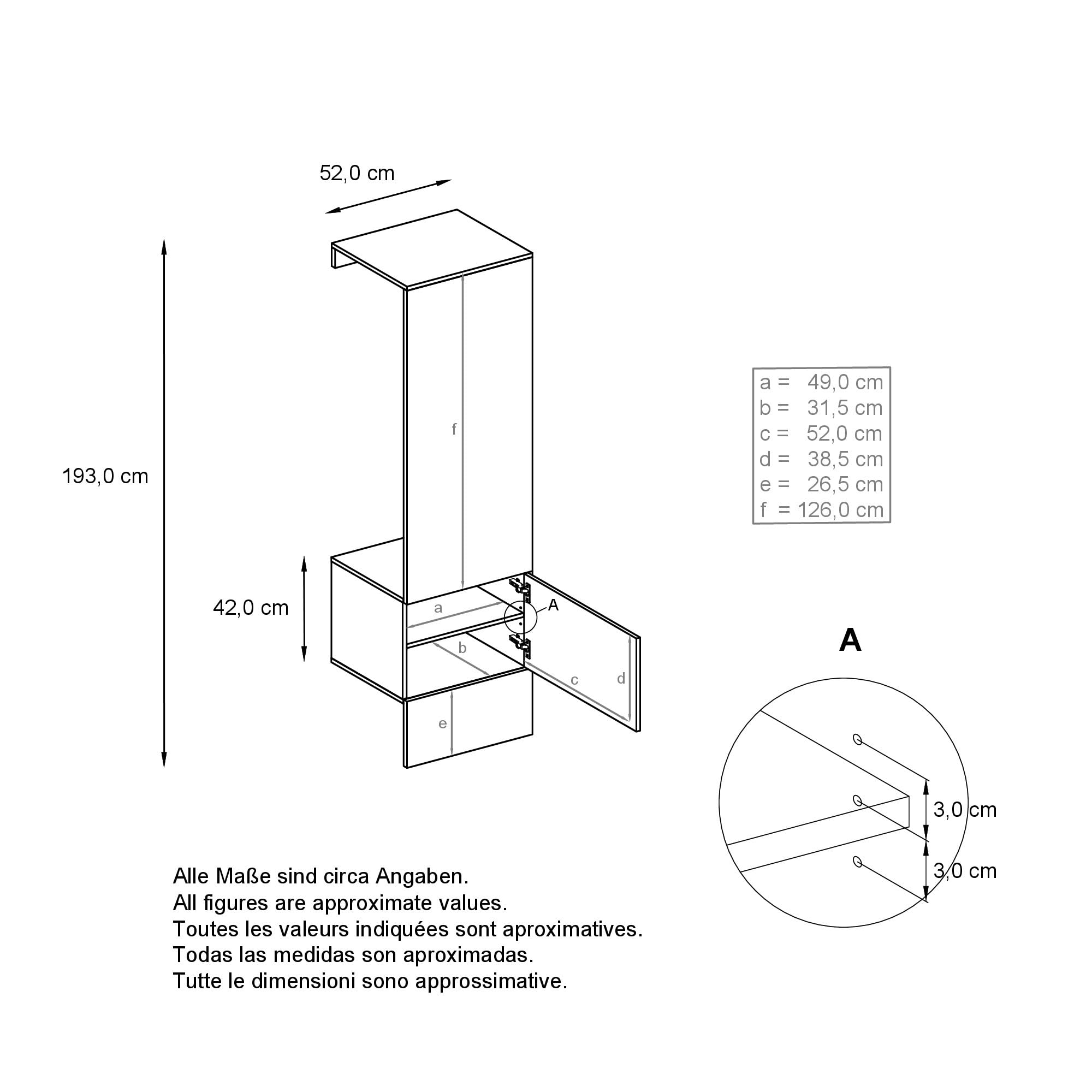 Vladon Garderobe Carlton Set 5 Wandgarderobe aus Flur-Paneel mit Kleiderstange & Wandschrank Anthrazit matt Weiß Hochglanz 52 x 193 x 35 cm