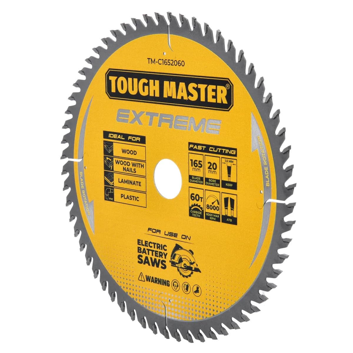TOUGH MASTER Lama per sega circolare, 165 mm, professionale, in TCT, 165 x 20 x 60 denti, ideale per legno, legno con chiodi, laminato, plastica, adatta a Bosch, Makita, DeWalt, confezione da 5