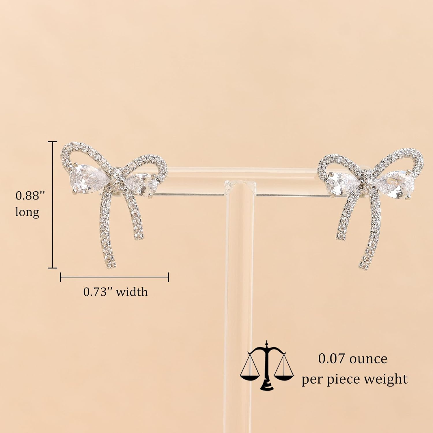 Sonateomber Gold Silver Bow Stud Earrings for Women, Cute Elegant CZ Rhinestone Ribbon Drop Earings Prom Weeding Fashion Jewelry Gift - Image 3