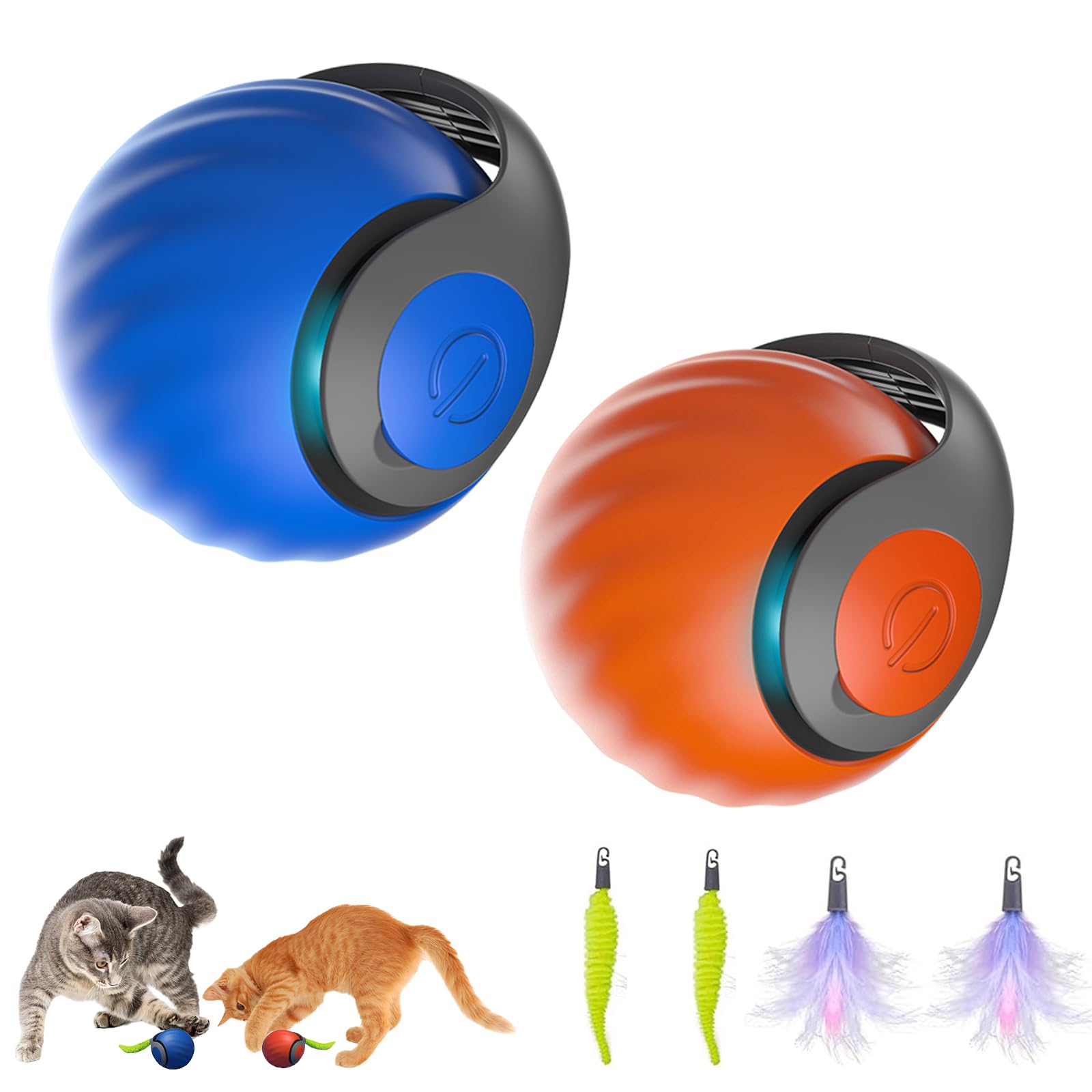 Yikuhot Interactive Cat Toys for Indoor Cats, 2Packs and 4 Tails
