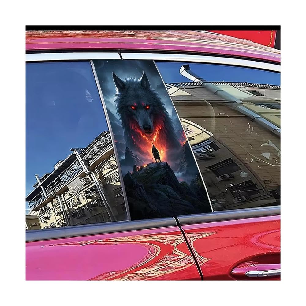 Car Center Pillar Protection Stickers Wolf Pattern Scratch Resistant Film
