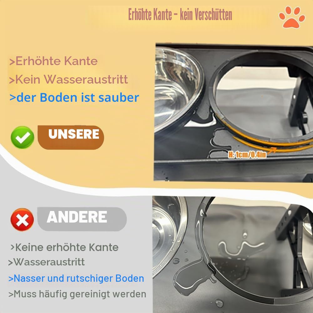 Marchul Hundenapf Erhöht, Futternapf Hund Erhöhter und 2 Näpfe aus Edelstahl 304, Fressnapf Hund mit Verstellbarem Ständer für Große Mittelgroße Kleine Hunde &Katzen