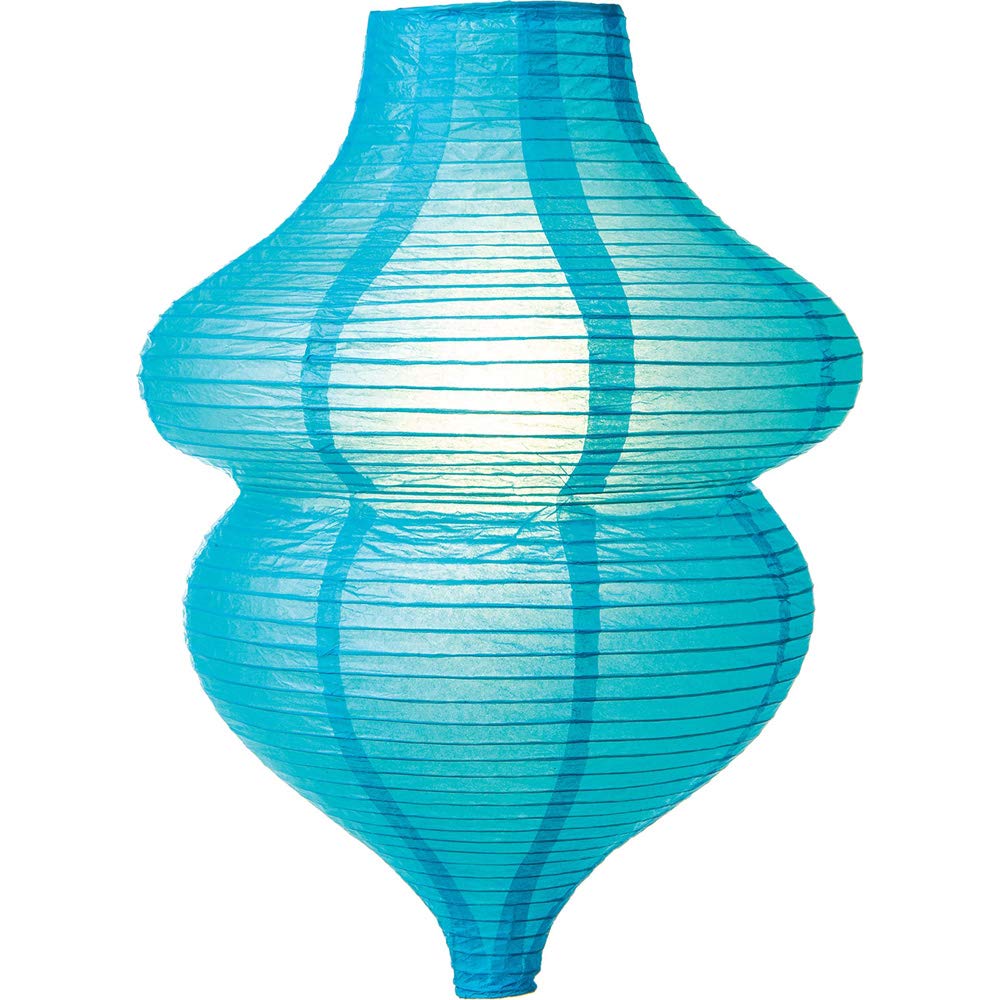 Luna Bazaar Beehive Design Paper Lantern Lamp Shade (10.5-inch x 15-inch, Turquoise Blue) - for Weddings, Parties, and Home Decor …