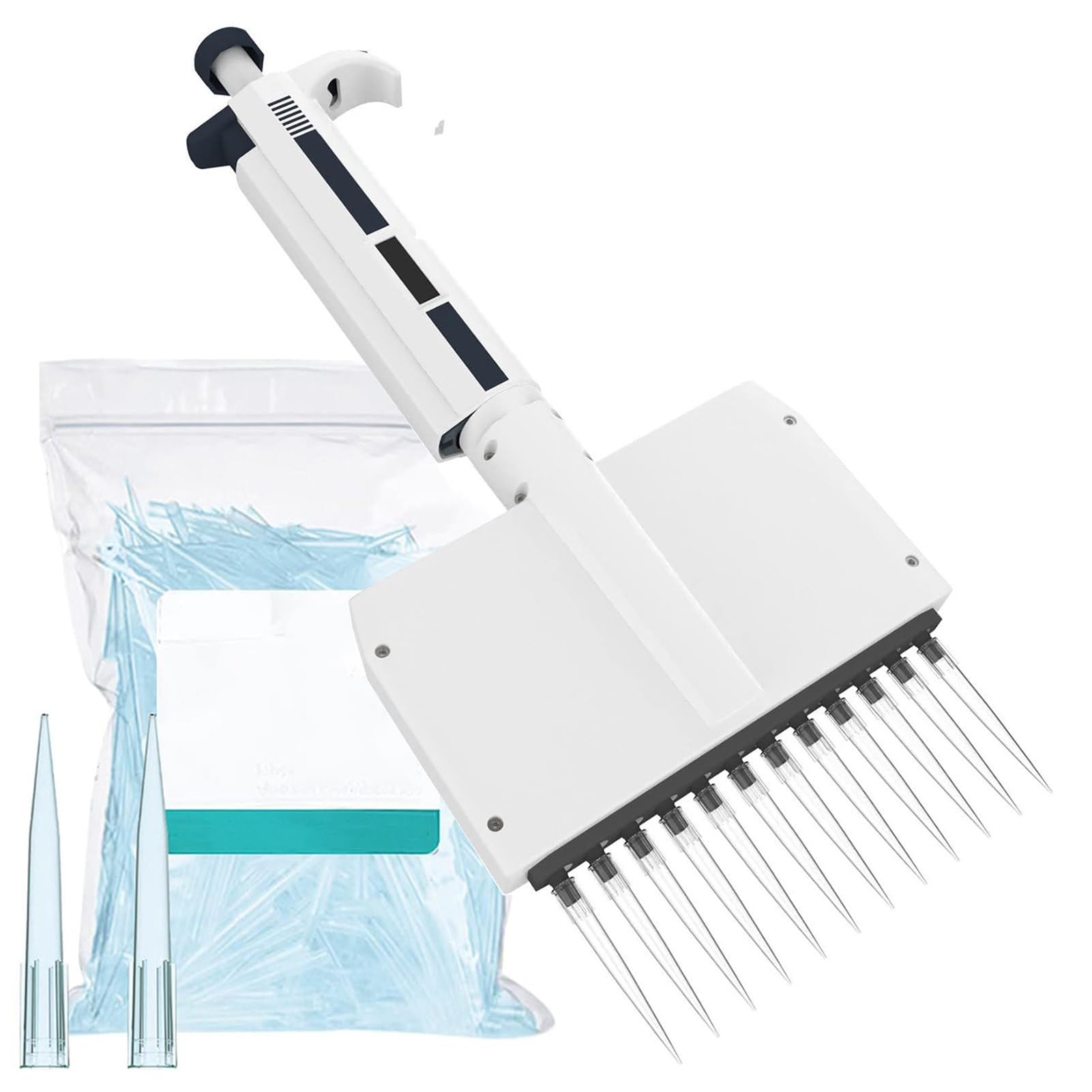 Micropipeta Ajustable Manual multicanal,Pipeta de muestreo for Uso en Laboratorio de precisión con Cabezal Giratorio de 360° y Ajuste Manual(12 Heads,50-300μL)