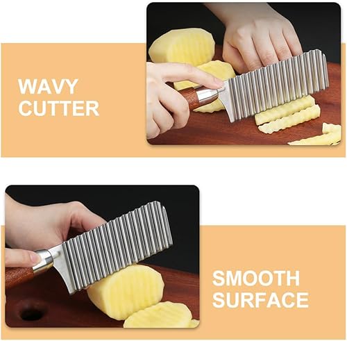 Miniatura 5 de Crinkle Potato Cutter Heavy Duty Stainless Steel Slicer with Ergonomic Handle for French Fries and Vegetable Chopping Kitchen Gadget