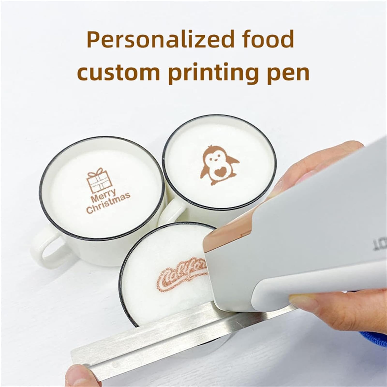 Stampante a getto d'inchiostro commestibile per alimenti, mini stampante portatile 300 dpi per latte art con inchiostro staccabile e controllo app, ideale per cucina creativa e food art