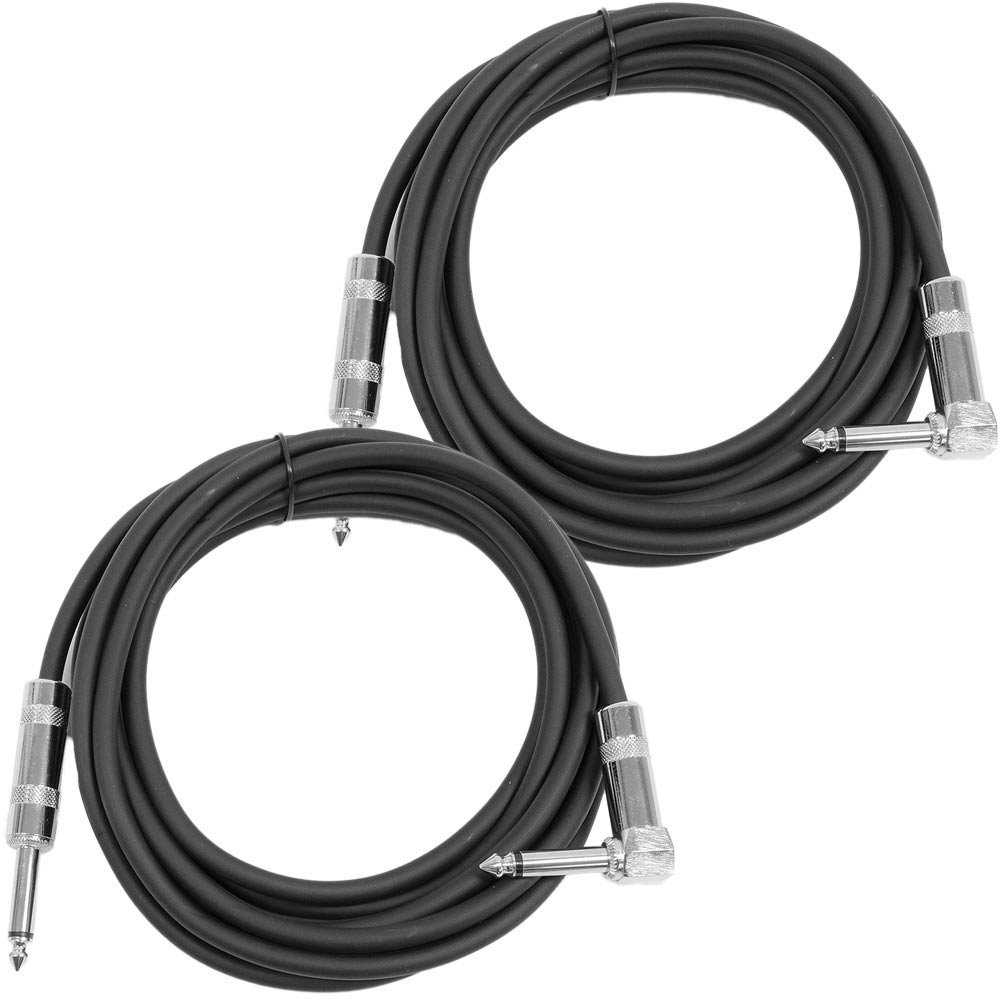 Seismic Audio - SAGC10R - 10 Foot (2 Pack) TS 1/4" to 1/4" Right Angle TS Guitar Cables Black