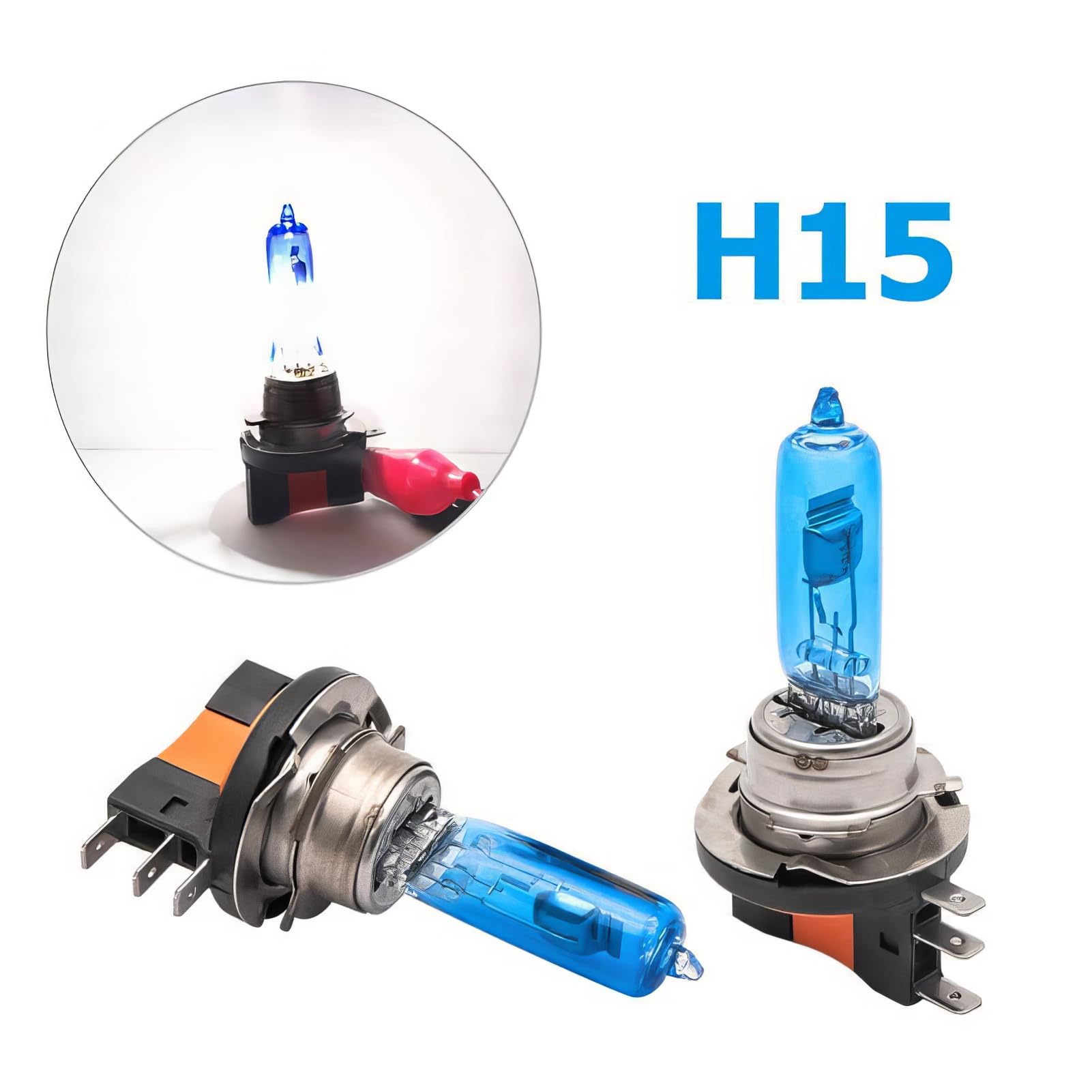Baceyong 2 lampadine alogene H15 per fari auto, 12 V, 15/55 W, abbaglianti e anabbaglianti, 6000 K, luce bianca super luminosa, fendinebbia, luci di marcia diurna lampadine auto luci led h15 auto