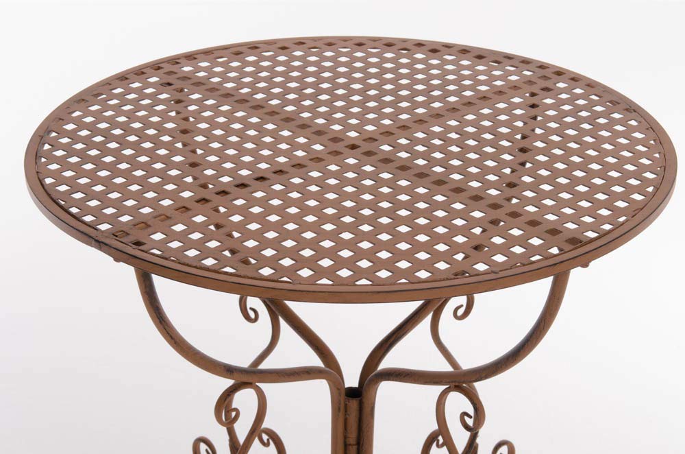 Table de Jardin Ronde AMANDA en Fer Forgé -Table de Bistrot de Style Nostalgique Hauteur 74 cm - Table de Terrasse Diamètre de 70 cm - Solide et Résistante Idéale pour Votre Jardin - Couleur:, Couleur:marron antique