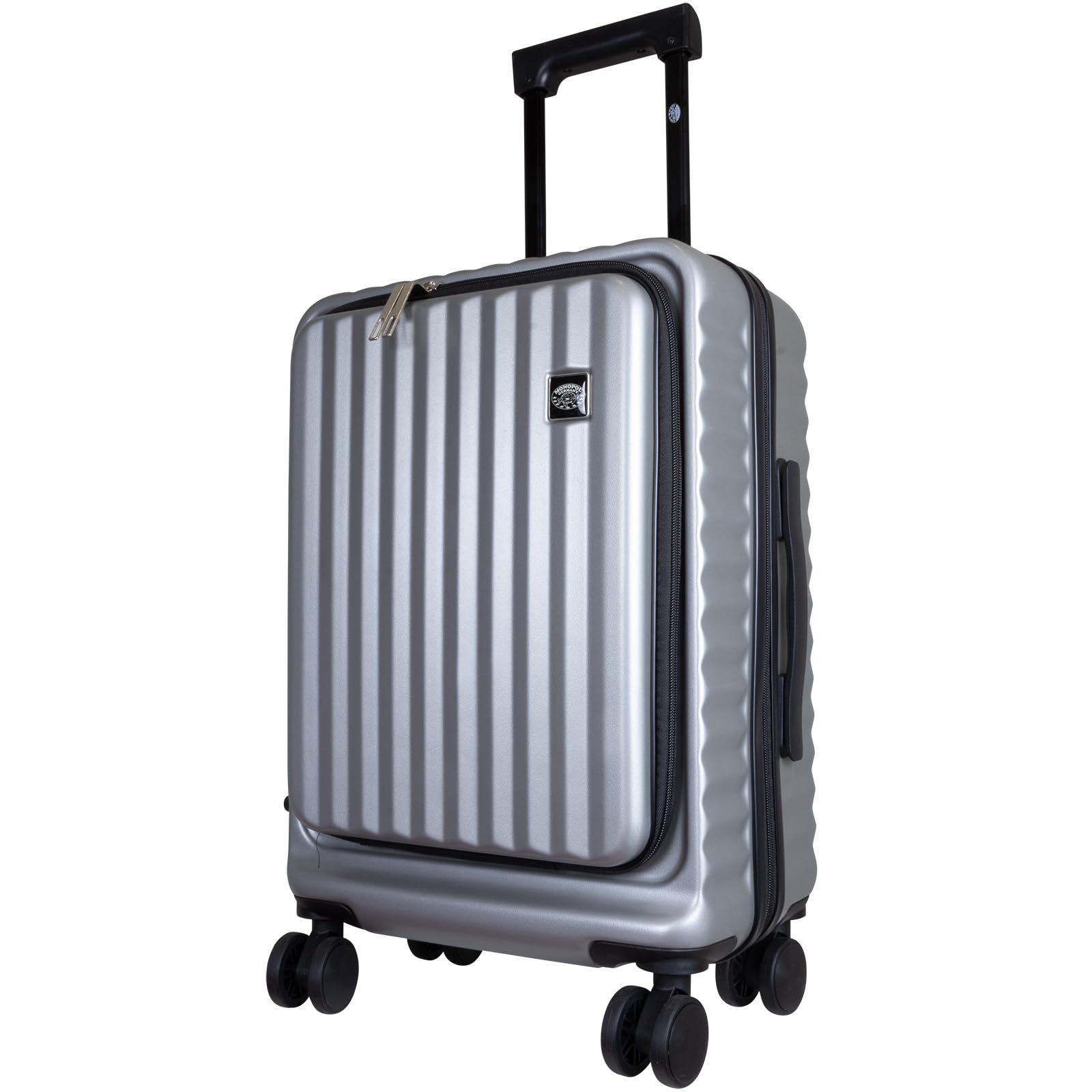 Monopol Hartschale Handgepäck Business Trolley Lissabon 55cm 36 Liter 4 Rollen für Laptop 17 Zoll (Silber)