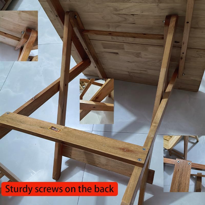 30.7“Solid Wood Folding Dining Table, Multipurpose Square Desk | No Installation, Portable for Indoor Outdoor, Kitchen, Office, Easy Storage & Space Saving