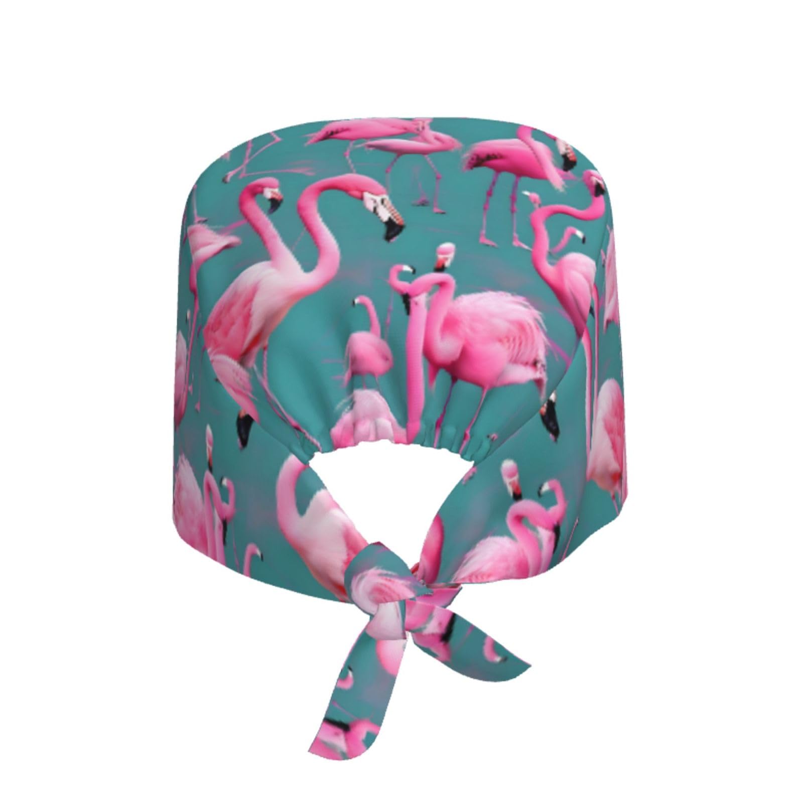 YYHHAOFA Breathable Work Hat A Flock of Flamingos Printed for Chef, Nursing, Spa, Facial Care, Fitness Black