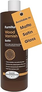 Furniture Clinic Wood Varnish | Satin | Polyurethane Waterproof Coating | Water Based Clear Coat | Wood Sealer for Indoor & Outdoor Furniture | Perfect for Chairs, Tables, Cabinets | 500ml / 17 Oz