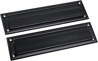 QCAA Solid Brass Mail Slot, with Solid Brass Interior Back Plate, 10" x 3", Matte Black, 1 Pack, Made in Taiwan