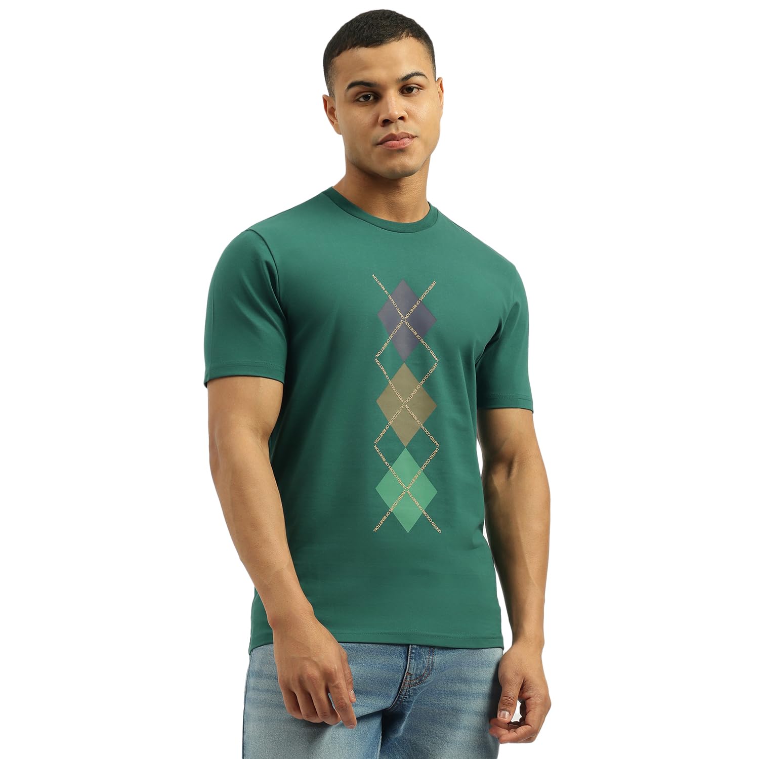 united colors of benetton Men's Argyle Relaxed Fit Tshirt-picture-31