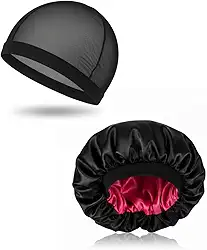 Kit 1 Touca Nero e 1 Touca de Cetim Anti Frizz Proteção dos Fios e Redução de Frizz