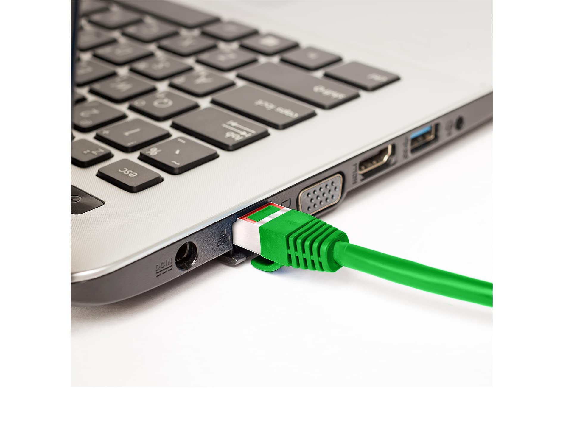 Cat.6, Set cavo Ethernet, cavo Ethernet CAT6, cavo patch Cat.6, cavo LAN Cat.6, cavo di rete Cat.6, cavo di rete ethernet gigabit con protezione antipiega; cavo patch schermato, cavo internet Verde / 10 pz 7,50 m