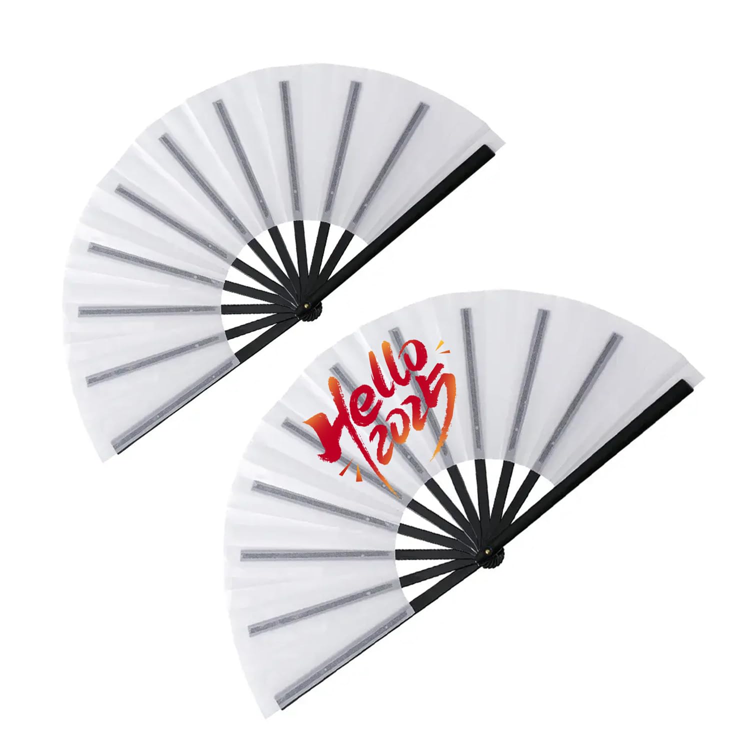 Zeloyaut 2pcs Sublimation Blank Clacking Fan,Heat Press DIY Chinese Folding 13inch Handheld Fan,Festival Home Décor 100% Polyester (Black)