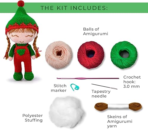 Miniatura 9 de CIRCULO Círculo Amigurumi - Kit de ganchillo - Navidad - Todo incluido, instrucciones fáciles - Intermedio - Juego de ganchillo - Kit de ganchillo