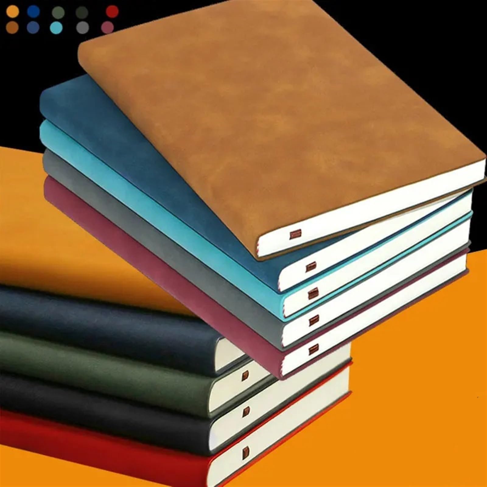 Notizbuch 2Set A5 A6 Notizbuch Leder Büro Tagebuch Notizblock Briefpapier Schülerklasse liniertes 160 Seiten/240 Seiten(Black,A5 240pages)