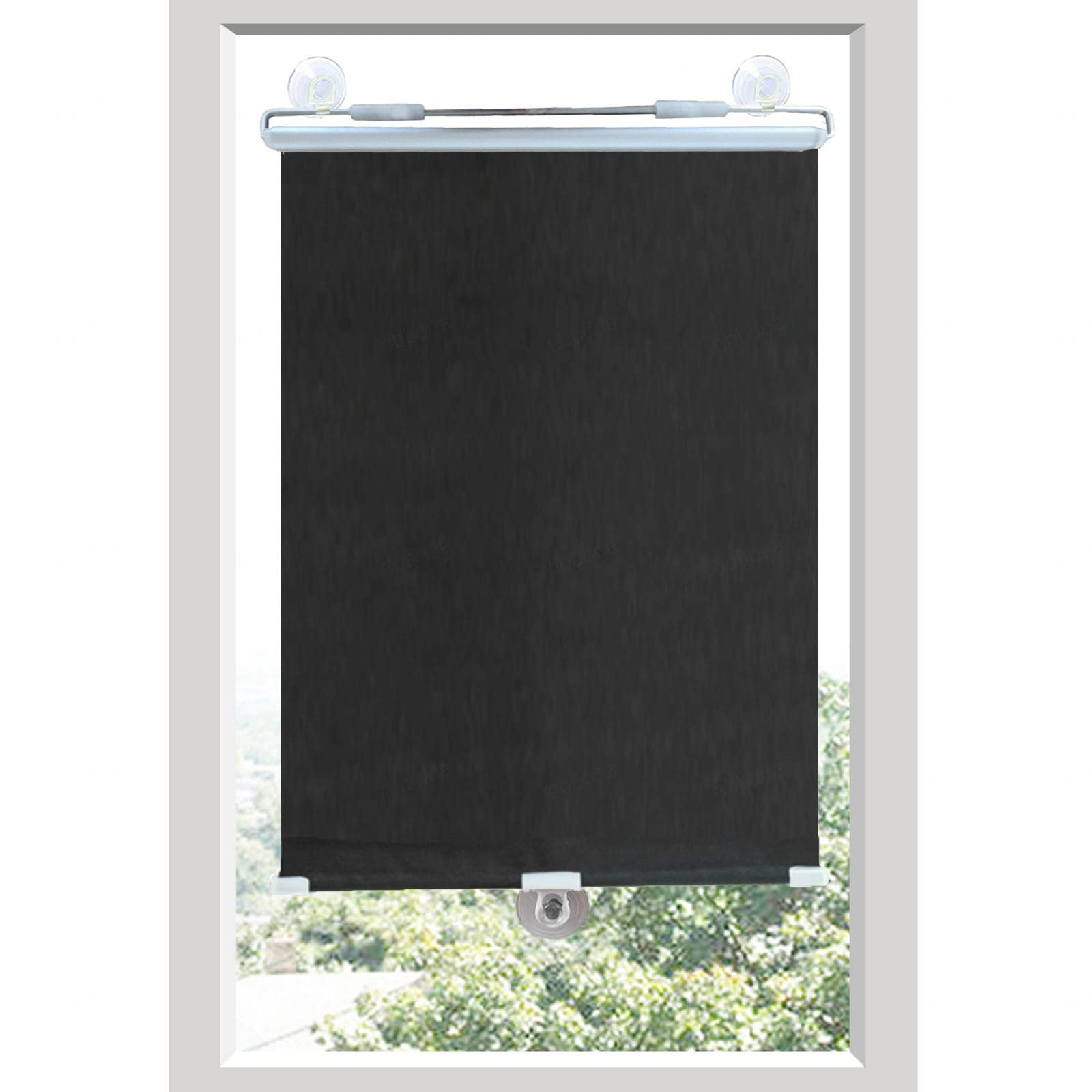 Blackout Roller Blind,Blackout Roller Blinds Suction Cup No Drill Retractable Multicolor(Black,125W x 72H cm)