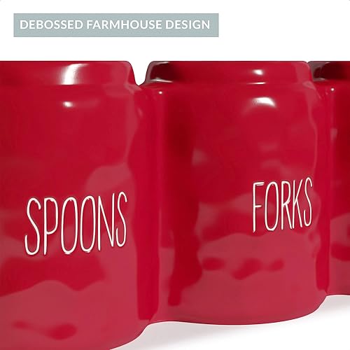 Miniatura 7 de Barnyard Designs Organizador de cubiertos para encimera, organizador de cubiertos para cuchara, tenedor y cuchillo, soporte de cerámica para