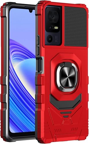 Miniatura 3 de Funda para teléfono TCL 40 SE con protector de pantalla, soporte de anillo para montaje magnético de automóvil, grado militar, resistente, a prueba