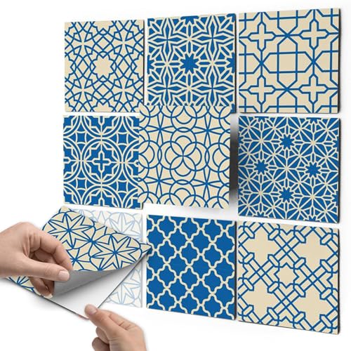 creatisto Mosaik Klebefliesen Stickerfliesen Fliesenfolie - Aufkleber Folie für Fliesen I Stickerfliesen - Mosaikfliesen für Küche, Bad, WC Bordüre (15x15 cm I 9 -Teilig)