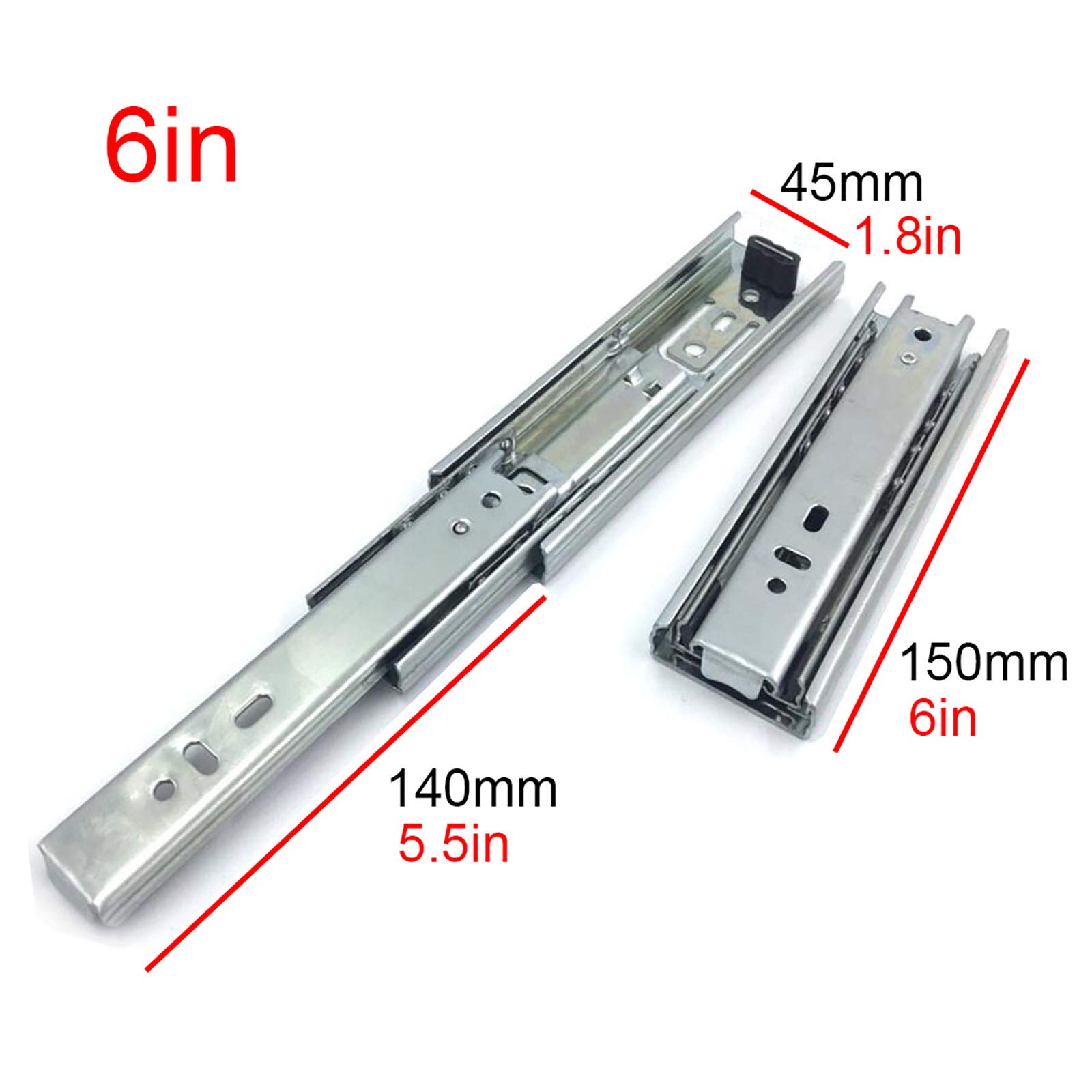 Guide Per Cassetti Corte - Set Da 2 Pezzi - Estrazione Totale Per Mobili Cucina E Armadi - 4/6/8 Pollici - Foto 11