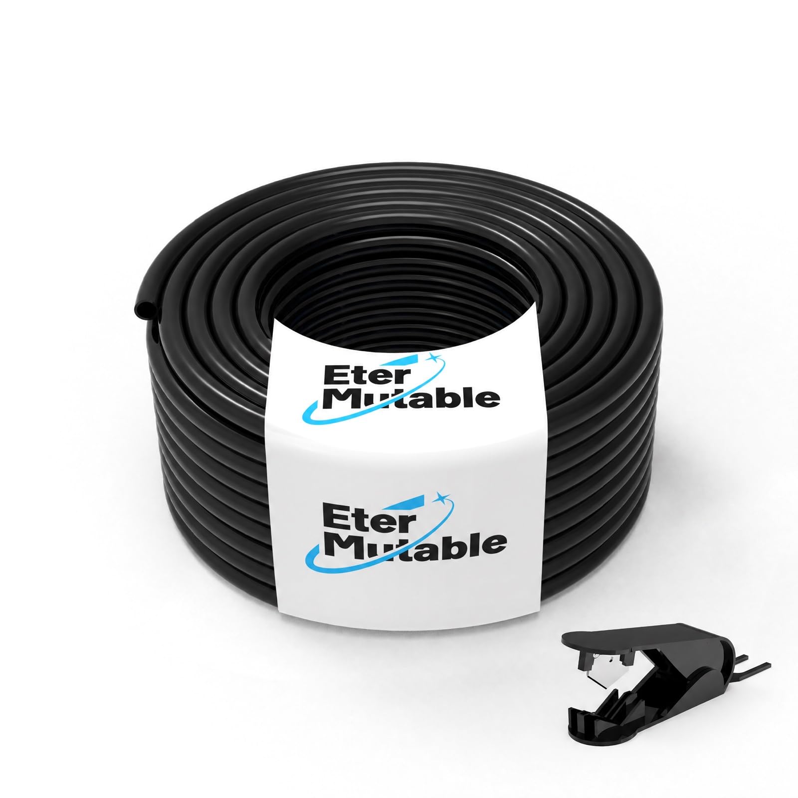 Manguera de aire neumática de poliuretano negro de 1/4 pulgadas OD de 98.4 pies/30 metros, tubo de línea de freno de aire, accesorios comprimidos