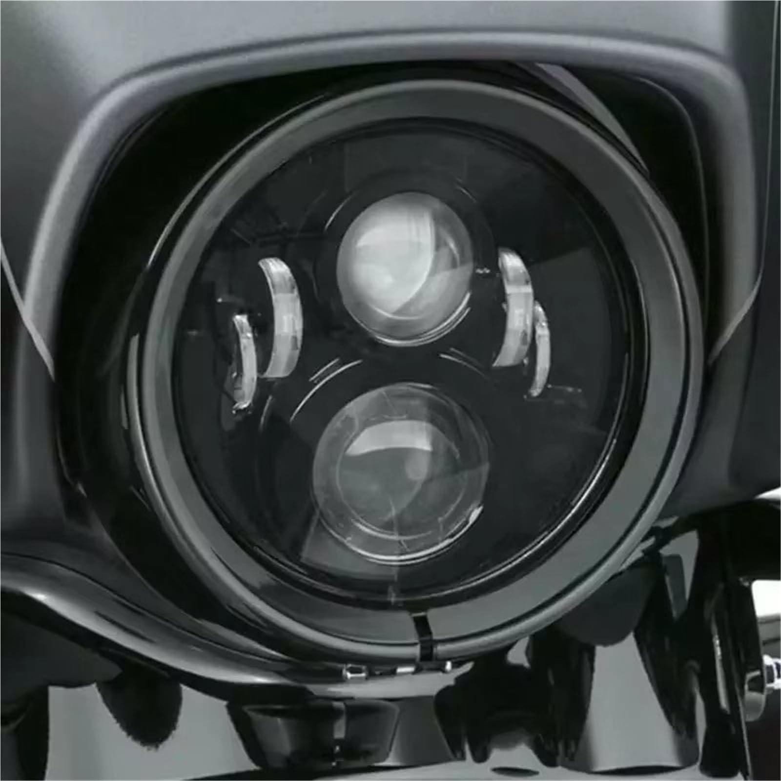 Fari Per Moto Per Ultra Per Classic Per Electra | Per Fat Boy For Road For King Motorbik Faro Da 7 Pollici Per Moto LED(Black with halo)