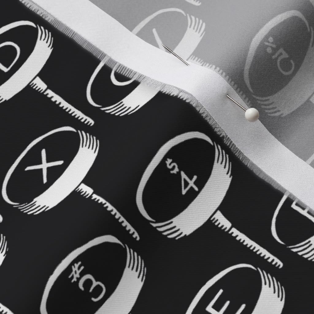 Spoonflower Fabric - Typewriter Black Keys White Numbers Letters Vintage Teacher Mid Printed on Organic Cotton Sateen Fabric by The Yard - Sewing Quilting Apparel Home Decor