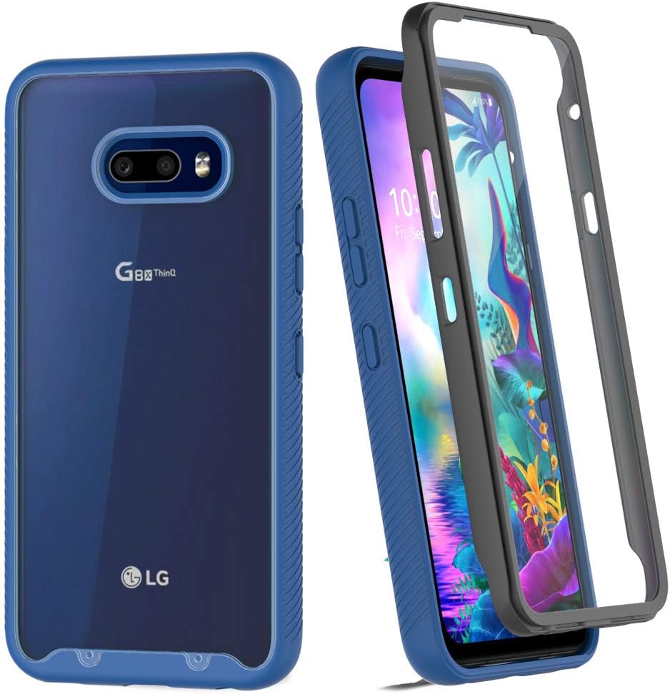 ONOLA Designed for LG G8X ThinQ Case,Three Defense Built-in Screen Protector Crystal Clear Full Body Shockproof Slim Fit Cover for LG G8X ThinQ/LG V50S ThinQ (Blue)
