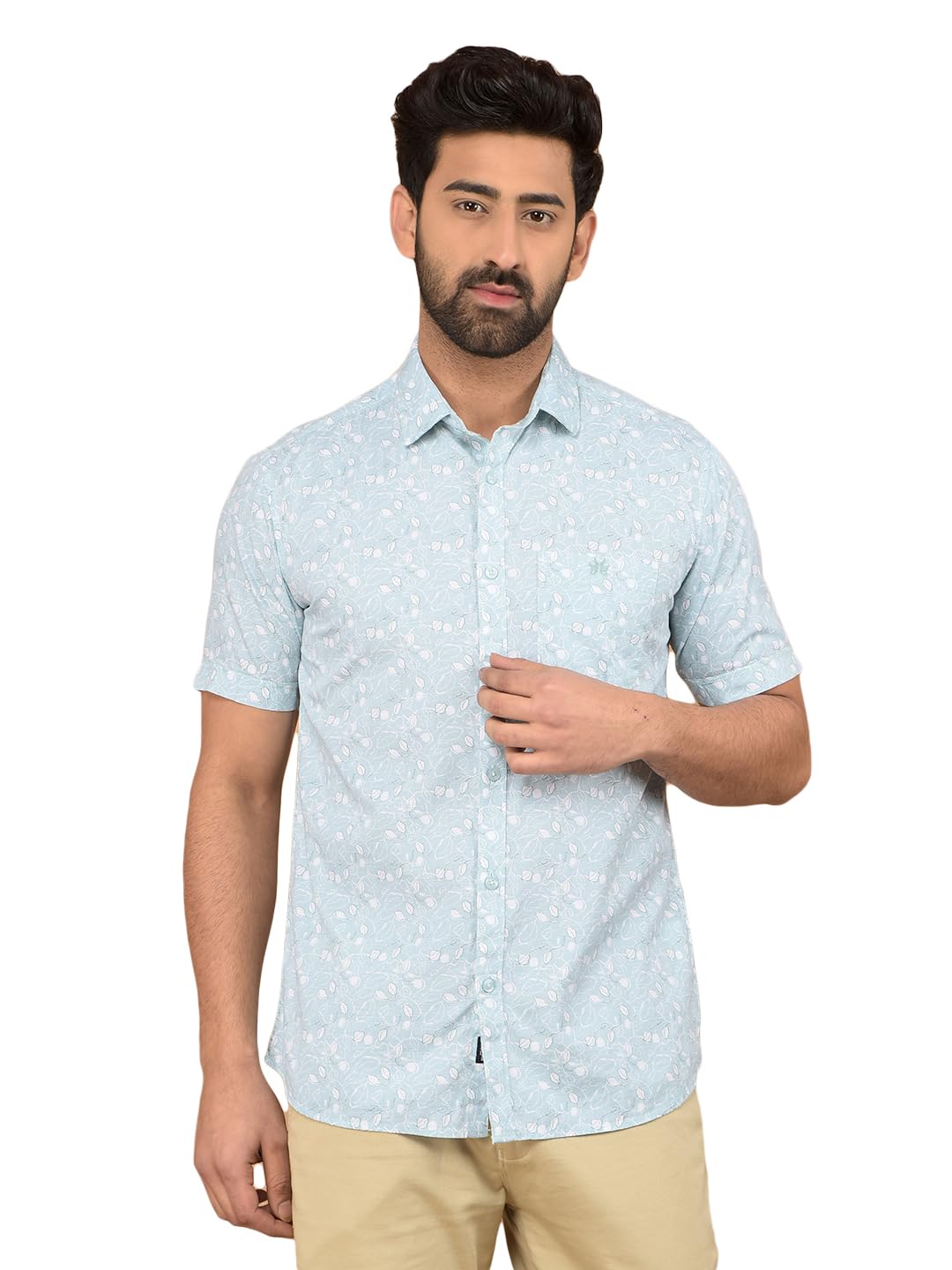 Crimsoune Club Men's Green Floral Print Shirt-picture-27
