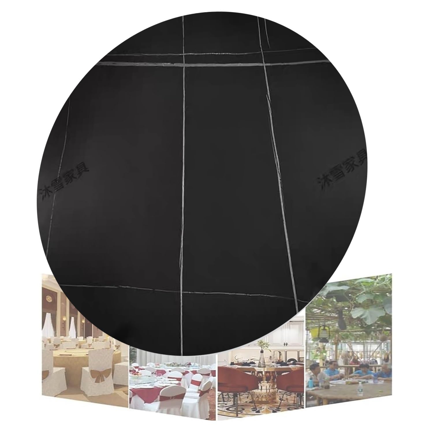 Plateau Tournant en Ardoise, Assiette Rotative 360°, Ronde de 60 cm/70 cm, Silencieux Maison Plateau Pivotant for Présentation, Le Service(Glossy Black and White,60cm/24)