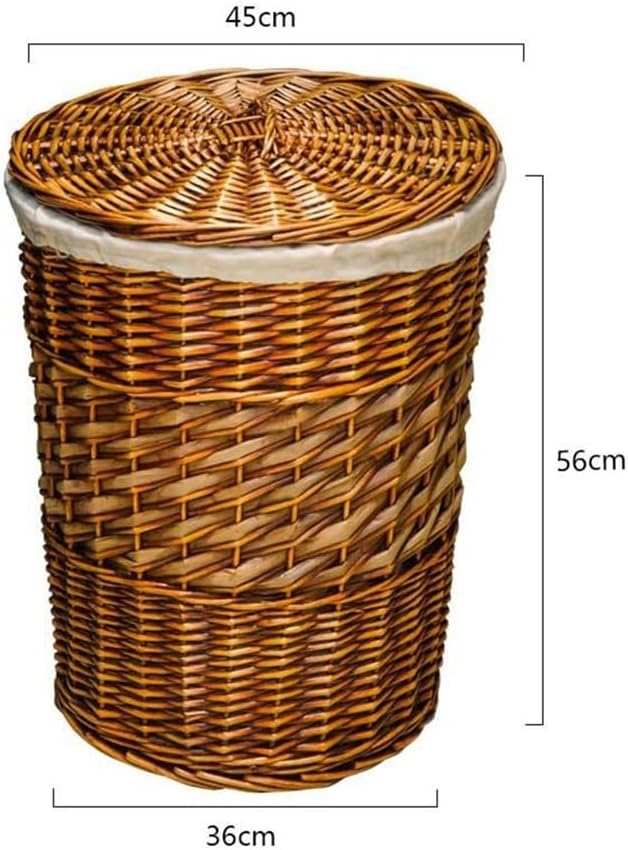 RDSAQWEXC Storage, 2pcs/set Manual Rattan Woven Storage Basket, Toilet Dirty Clothes Circular Box with Lid(B 2pcs/set)