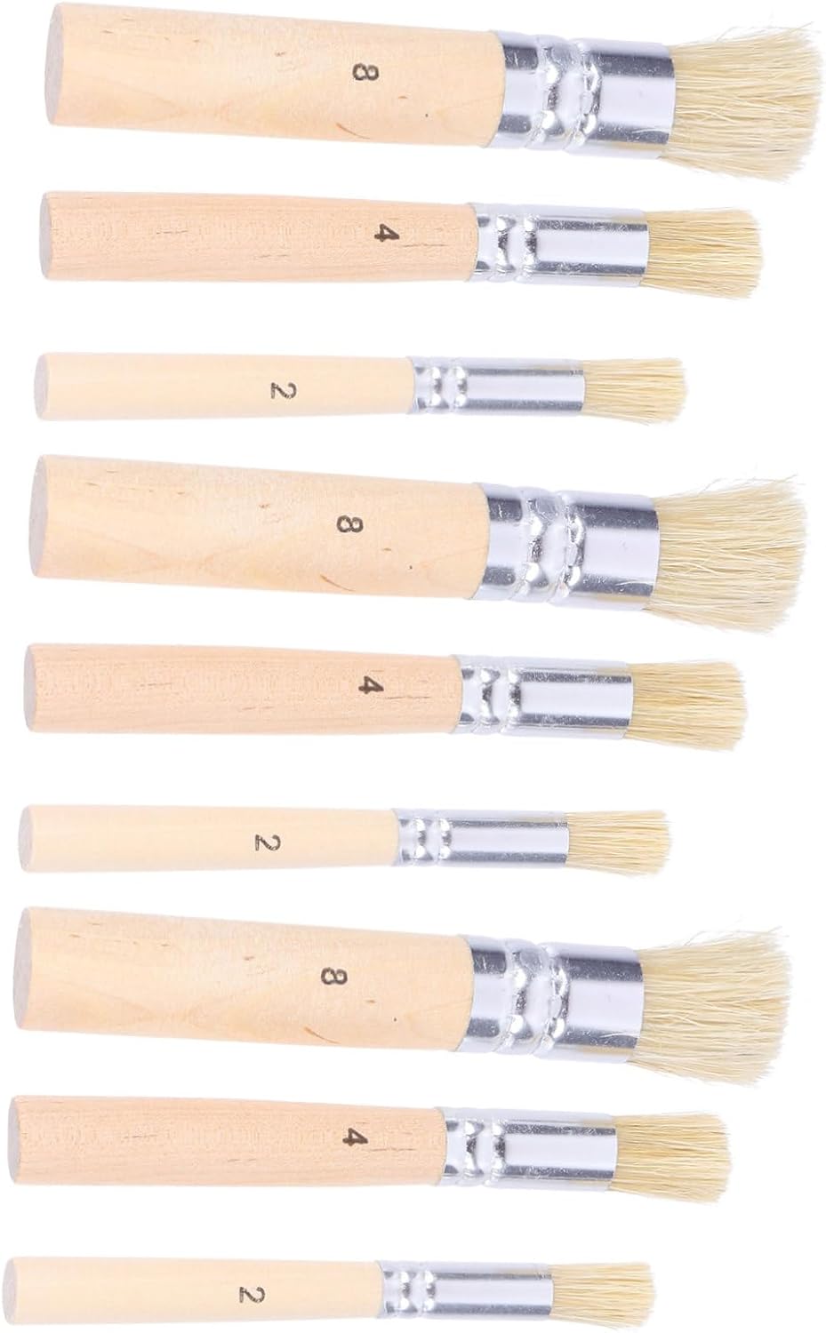 Angoily 3set Stippling Brush Set Natural Bristle Stencil Brushes Handle for Art Projects