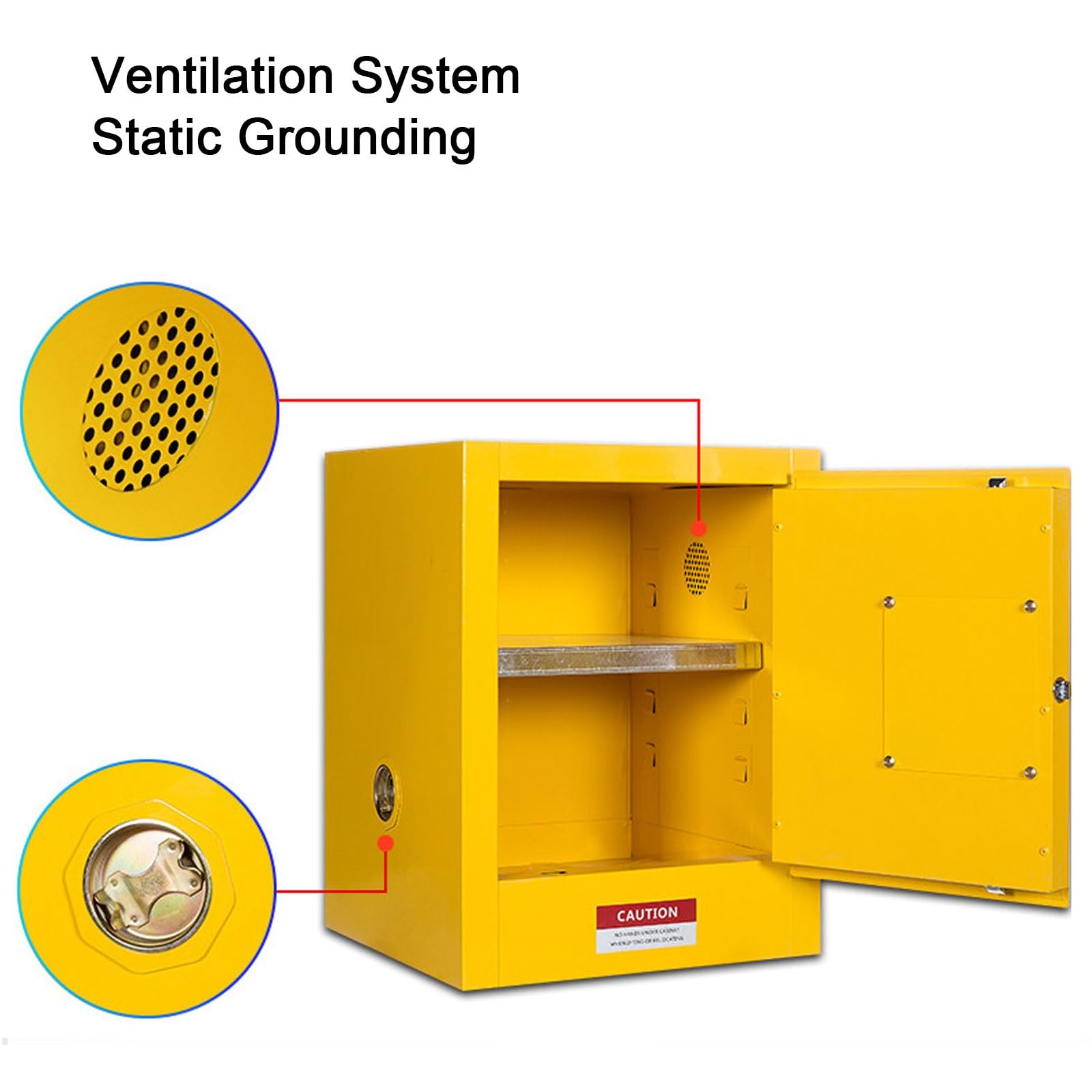 Armadio di Sicurezza Antideflagrante per Infiammabili Armadio di Stoccaggio In Acciaio Laminato a Freddo con Scanalatura Antii-perdita Armadioo per Materiali Pericolosi Infiammabili(Yellow)