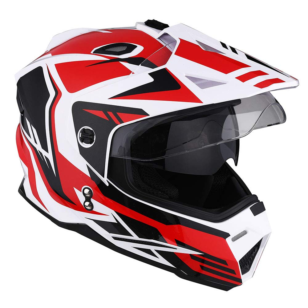 1Storm Dual Sport Motorcycle Motocross Off Road Full Face Helmet Dual Visor: HF802