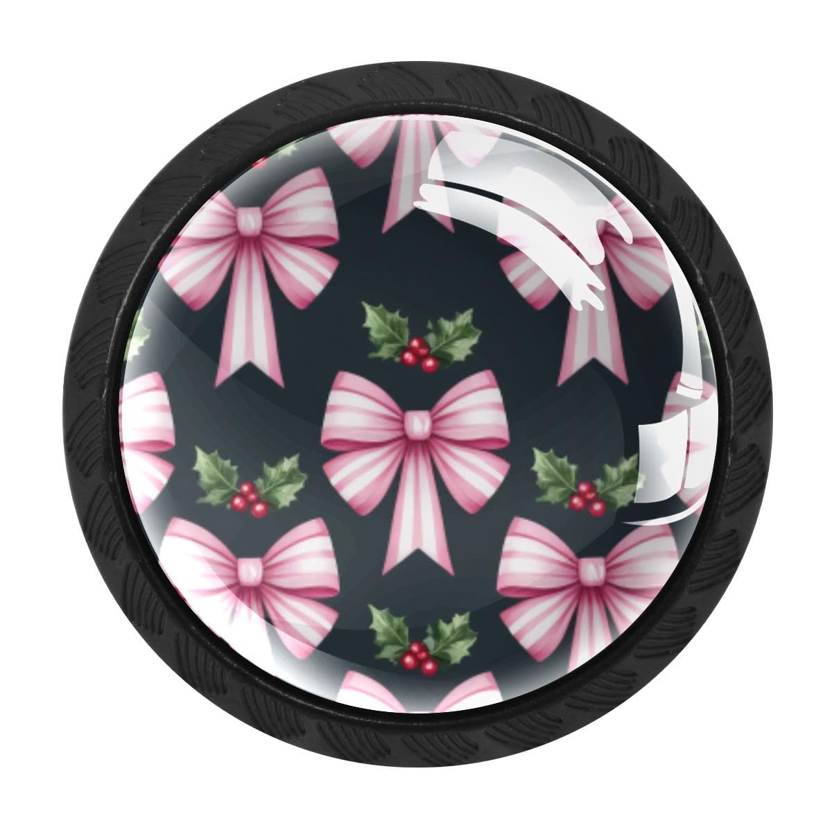 HEOEH 4 PCS Cabinet Knobs, Bows Leaves Berries Drawer Knobs Dresser Handles