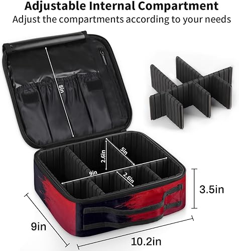 Miniatura 3 de KOBLEN Bolsa de maquillaje de viaje para mujer, grande, cuadrada, portátil, portátil, profesional, coqueta, estuche de cosméticos con asa, color