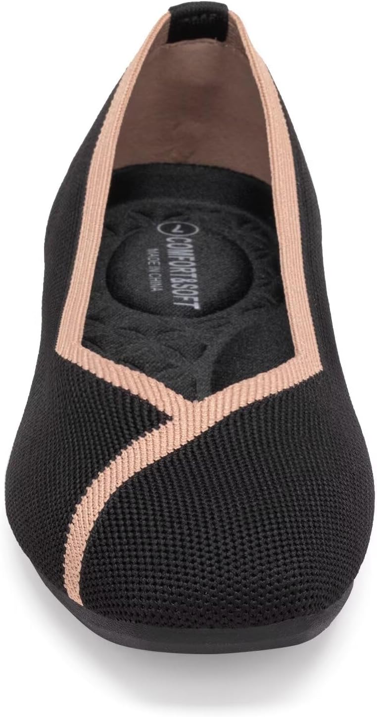 Frank Mully Womens Square Toe Flat Shoes Comfortable Knitted Flats Work Flats for Woman - Image 6