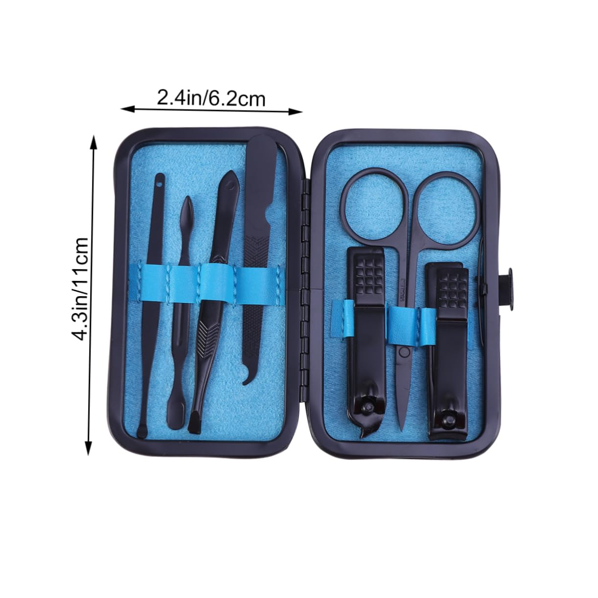 TOVINANNA 7Pcs Manicure Set Durable Nail Care Kit with Precision Cutters for Hand and Foot Grooming Tools Elegant Blue Case