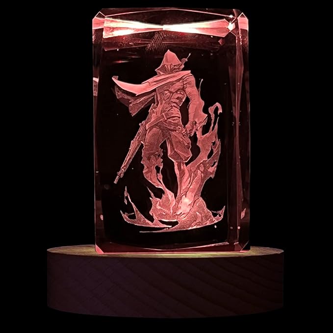SUPIA Valorant 3D Crystal Figure - Agent Omen - RGBW 16 Colorful LED Lighting Stand with Laser Engraved Crystal Figure. Valorant Gift, Gaming Accessories for Gamer. Decoration for Gaming Desk.