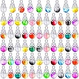 100 Pieces Assorted Colors Crystal Dangle Charms Pendants Crackle Glass Drop Beads Handmade Dangle...