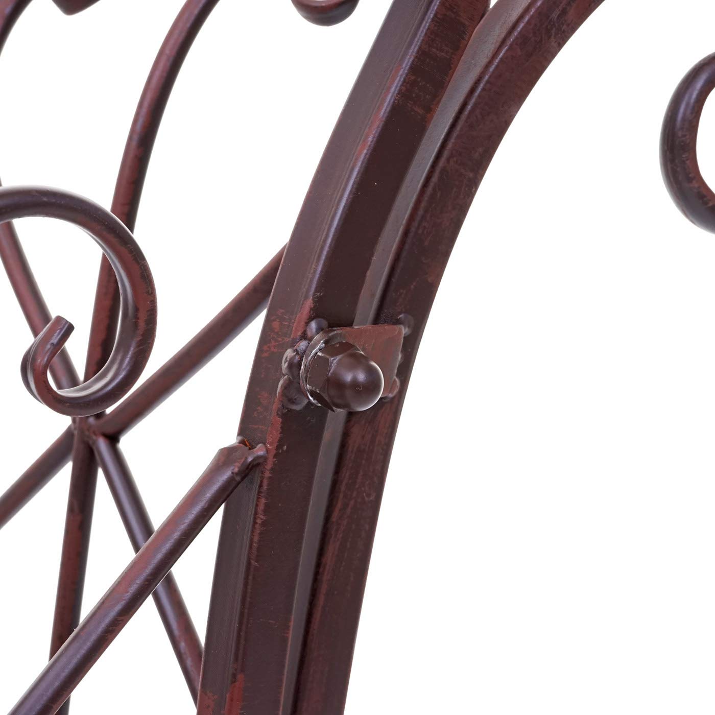 Panca Da Giardino 2 Posti HWC-H78 In Metallo Marrone Antico - Stile Romantico, Dimensioni 148x50x93 Cm, Senza Cuscini, Ideale Per Esterni