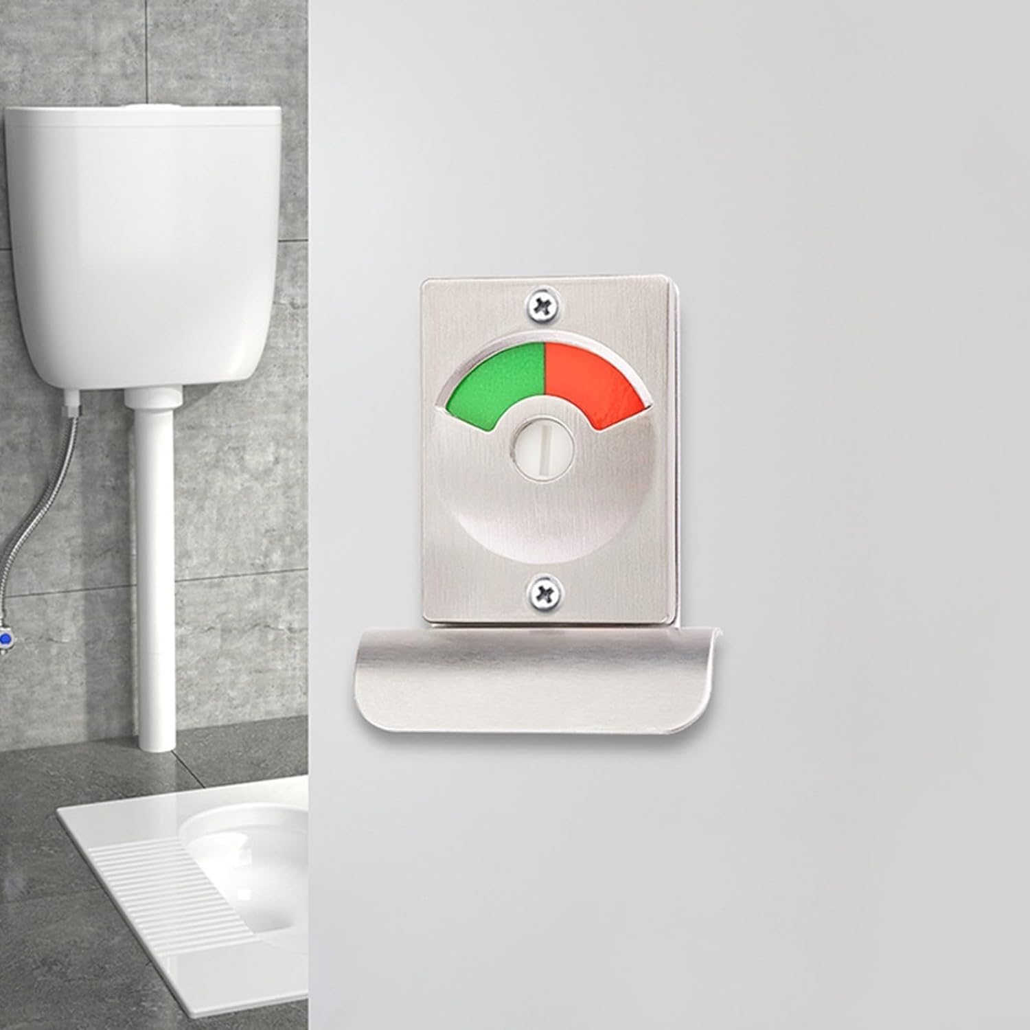 Latch Indicating Lock,Indicator Door Lock Toilet Cubicle Lock, Aluminum Alloy Partition Door Lock Bathroom with Red Green Indicator Lock for Hotel WC Shopping Mall, As Picture Show