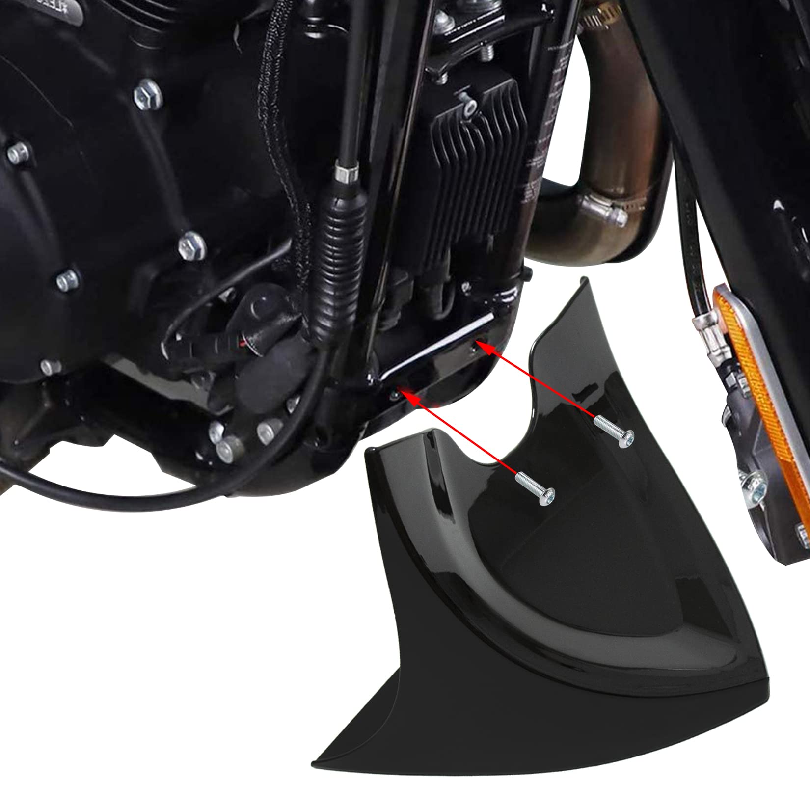 Garde-boue D'aile Avant Spoiler pour Harley Davidson Fatboy Softail Touring Glide Dyna 2004-2017, PSLER Bas Carénage Accessoires de Modification de Moto(Noir Brillant)