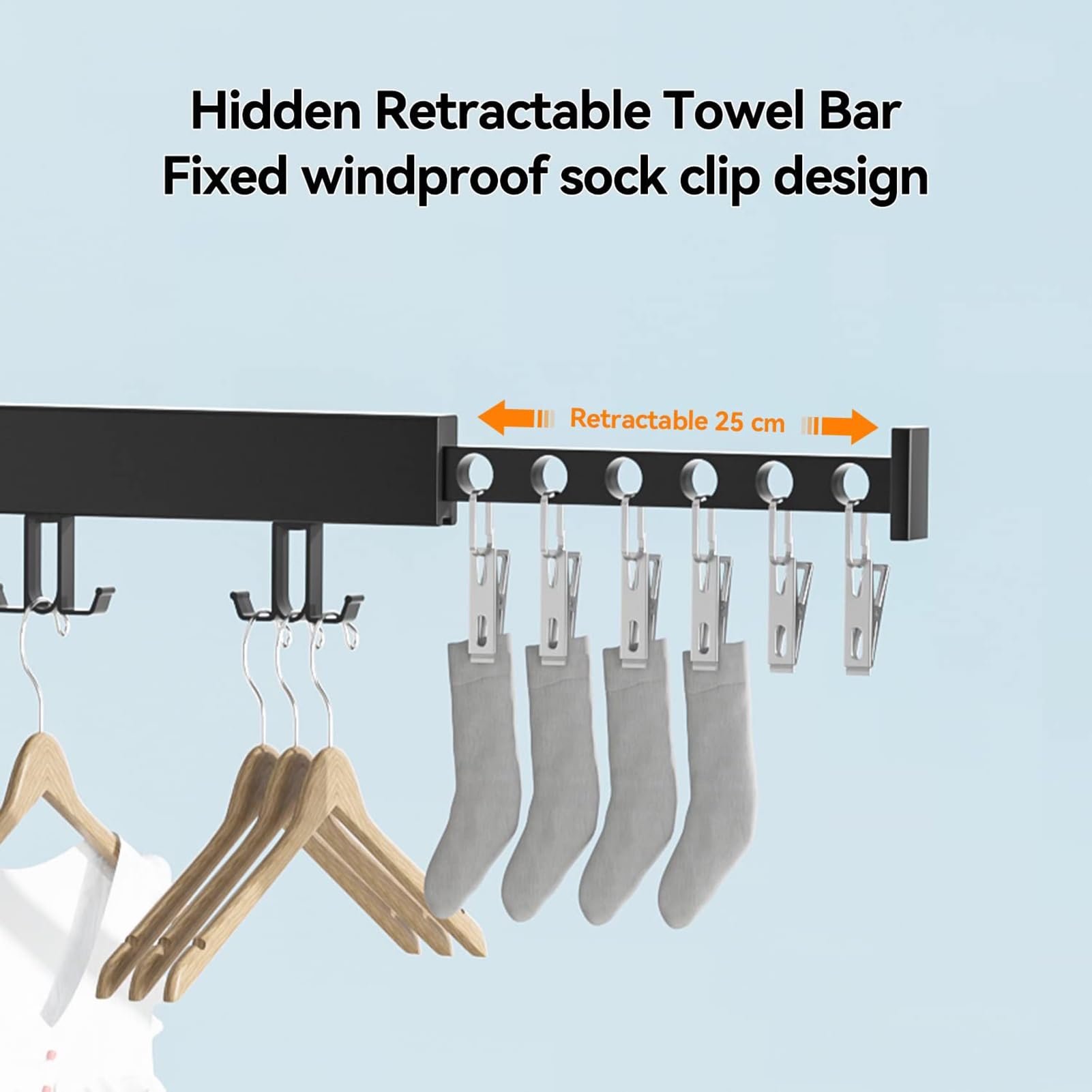 THEGA Stendibiancheria Retrattile, Stendibiancheria da Parete, Stendibiancheria Pieghevole per Interni, Salvaspazio, Stendibiancheria per Balcone, Lavanderia, Bagno, Patio(Tri-Fold)