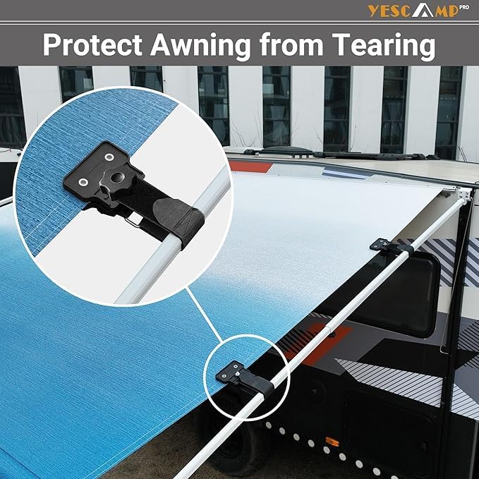 YESCAMP Awning De-Flapper 2 Pack Black RV Awning Medium De-Flapper - Effective Protection and Preventing Tears